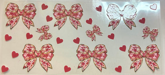 16oz Pink Bows with Red Hearts Cup Wrap