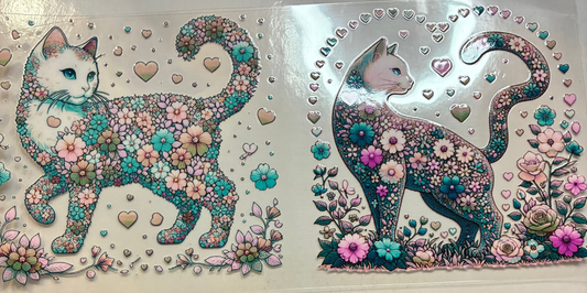 16oz Floral Cat Cup Wrap
