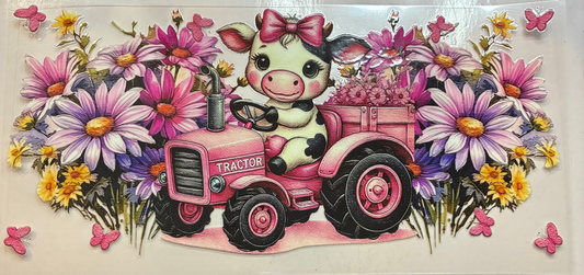 16oz Floral Tractor Cow Cup Wrap