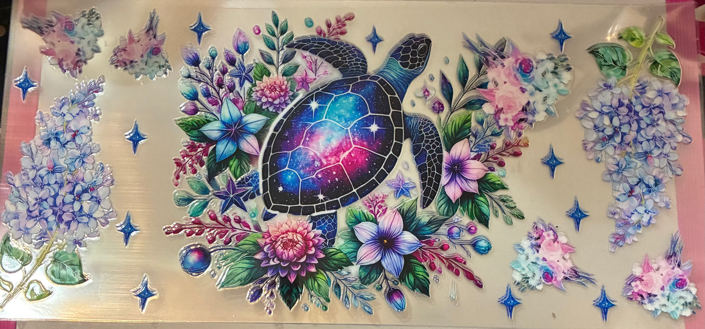 16oz Floral Sea Turtle Cup Wrap