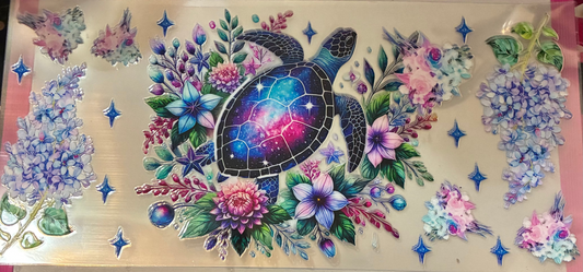 16oz Floral Sea Turtle Cup Wrap