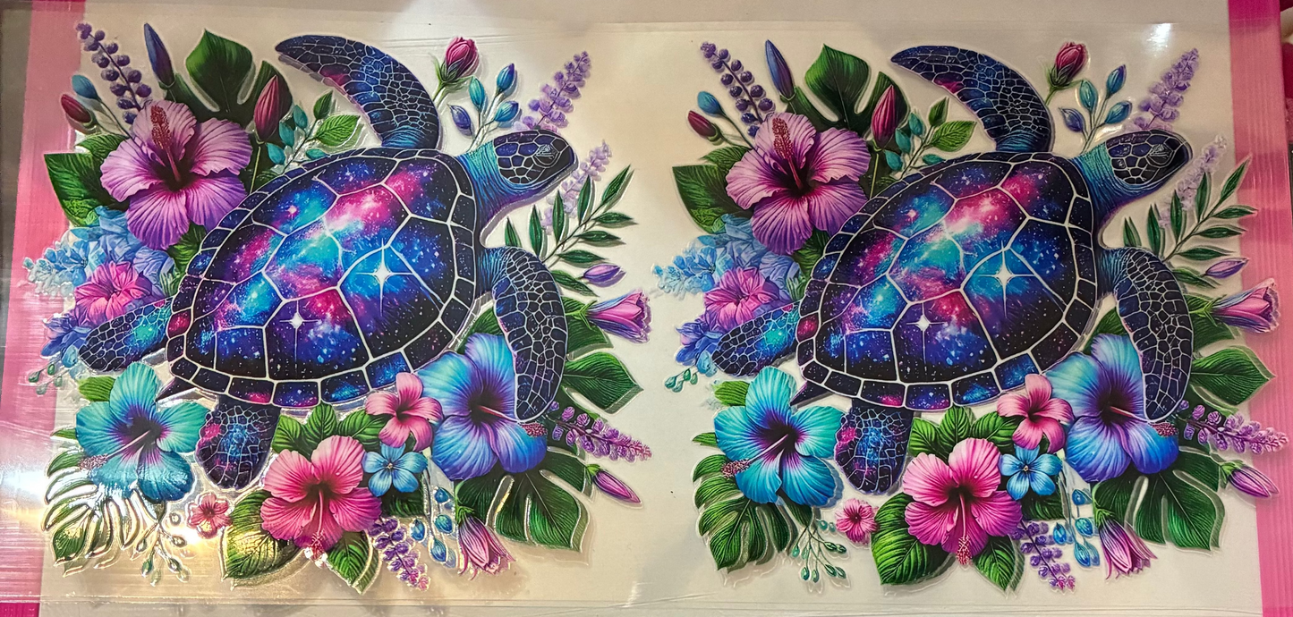 16oz Floral Sea Turtle Cup Wrap