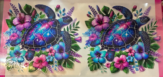 16oz Floral Sea Turtle Cup Wrap