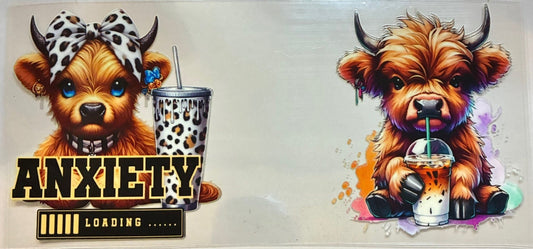 16oz Anxiety Highland Cow Cup Wrap