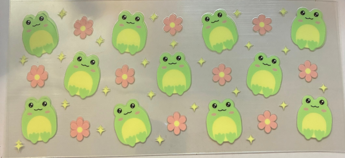 16oz Floral Frogs Cup Wrap