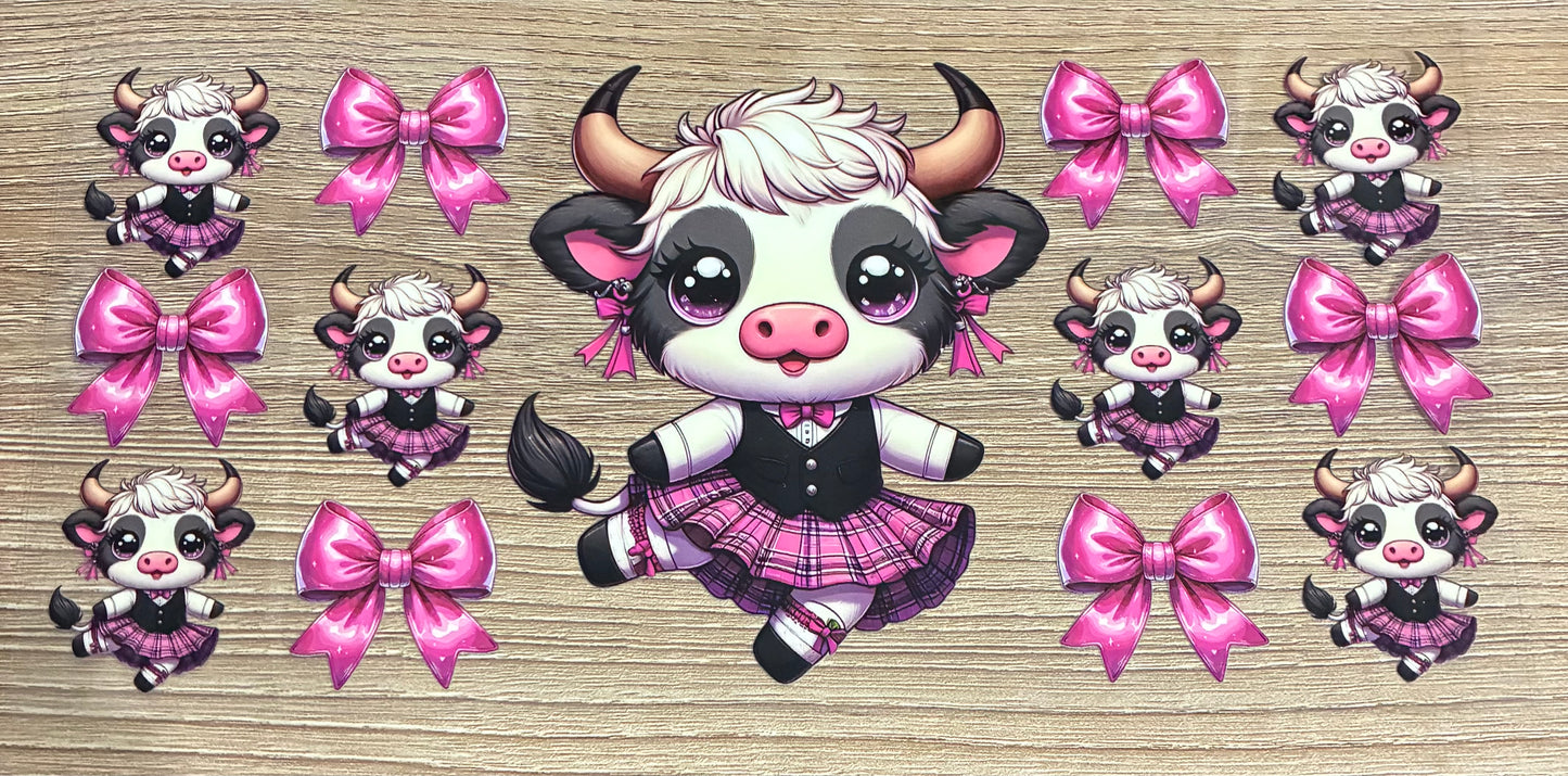 16oz Pink Bow Cow Cup Wrap
