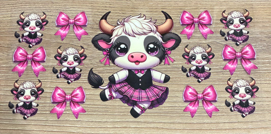 16oz Pink Bow Cow Cup Wrap