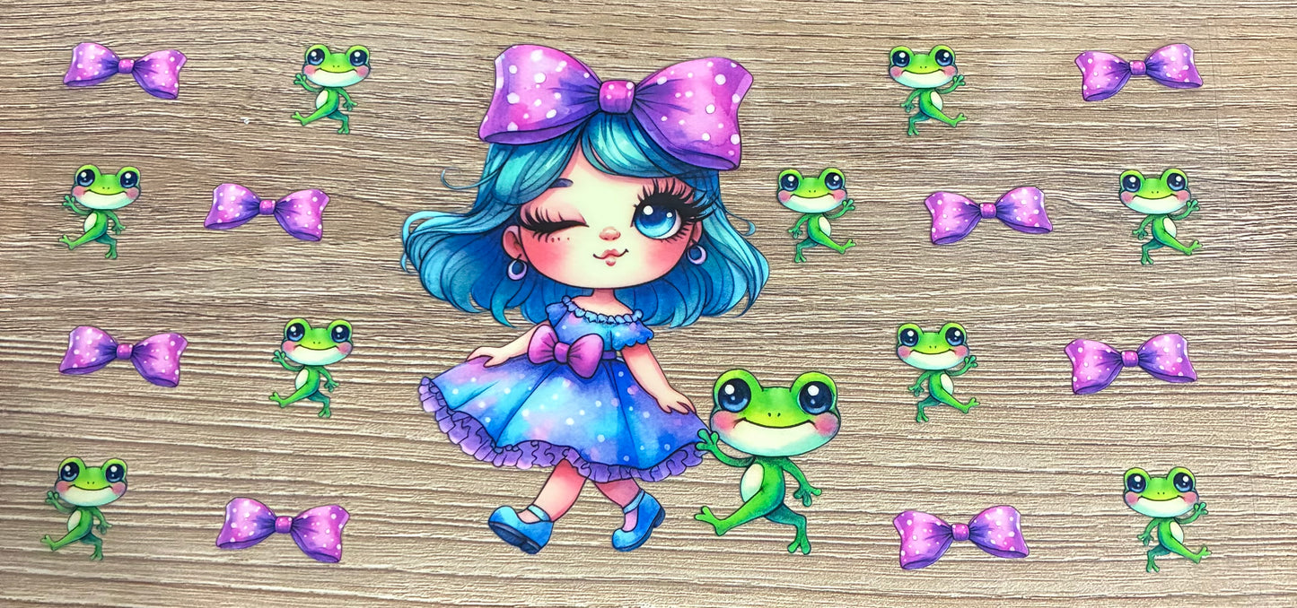 16oz Colorful Girl with Frog Cup Wrap