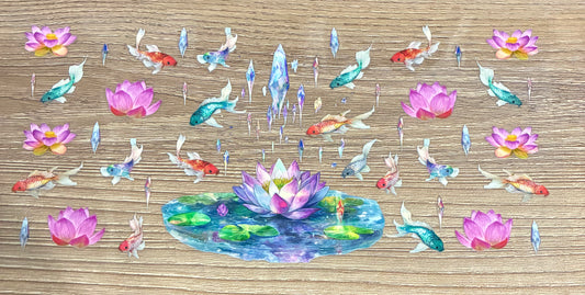 16oz Lotus Flower and Koi Cup Wrap