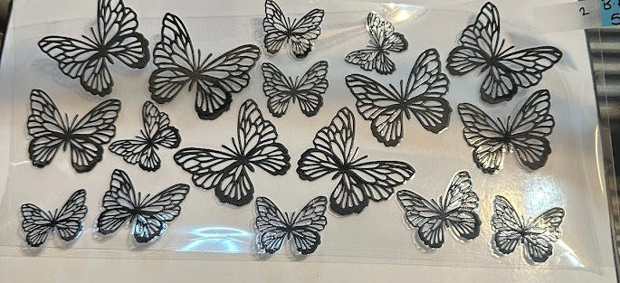 16oz Black Outlined Butterflies Cup Wrap