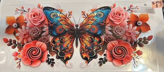 16oz Colorful Butterfly with Coral Flowers Cup Wrap