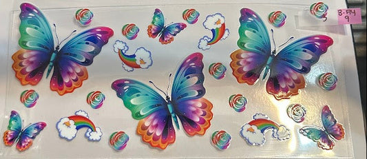 16oz Multi-Colored Butterflies, Roses and Rainbows Cup Wrap