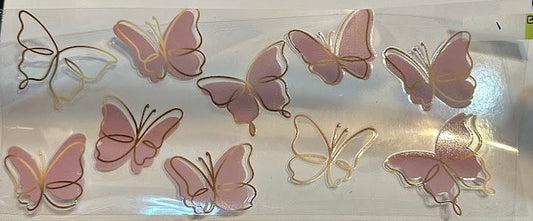 16oz Mauve and Gold Butterflies Cup Wrap