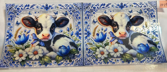 16oz Blue Floral Cow Cup Wrap