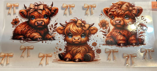16oz Bow Highland Cow Cup Wrap