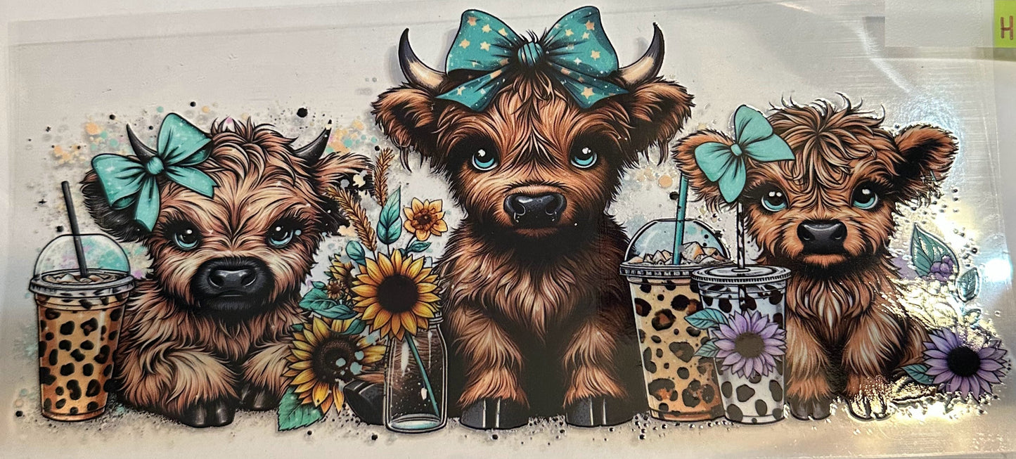 16oz Highland Cow Coffee Cup Wrap