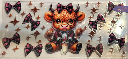 16oz Bow Highland Cow Cup Wrap