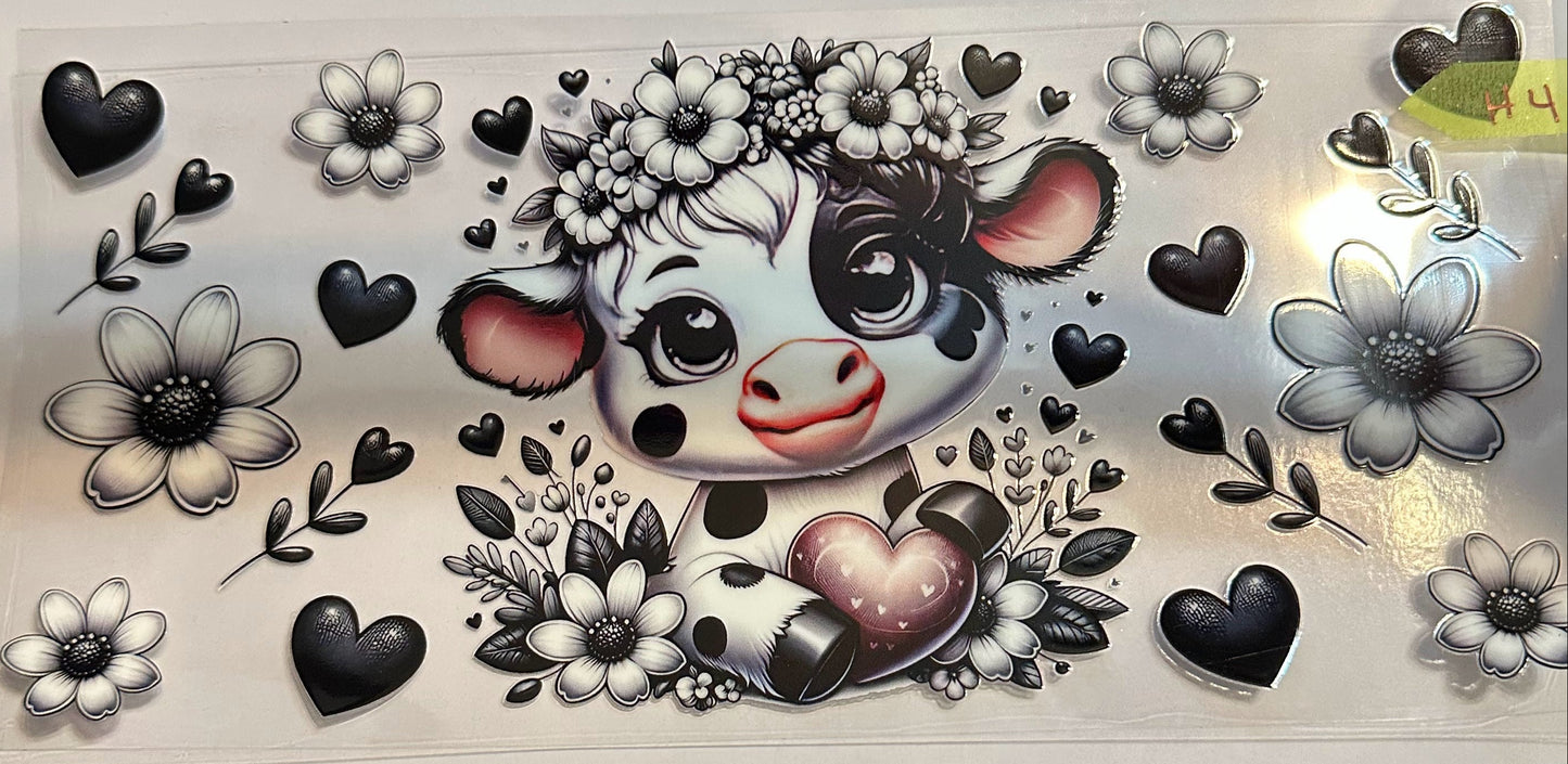 16oz Floral Cow Cup Wrap