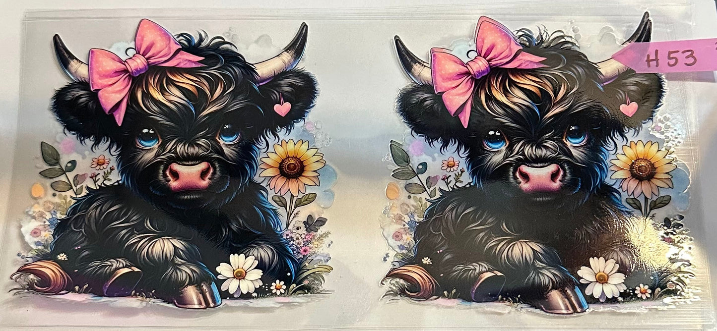 16oz Floral Highland Cow Cup Wrap