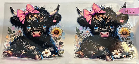 16oz Floral Highland Cow Cup Wrap