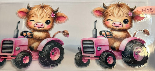 16oz Tractor Highland Cow Cup Wrap