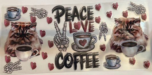 16oz Peace Love Coffee Cat Cup Wrap