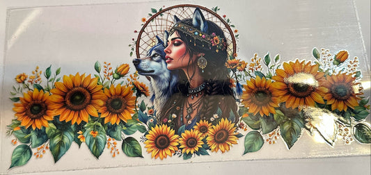 16oz Wolf Sunflower Girl Cup Wrap