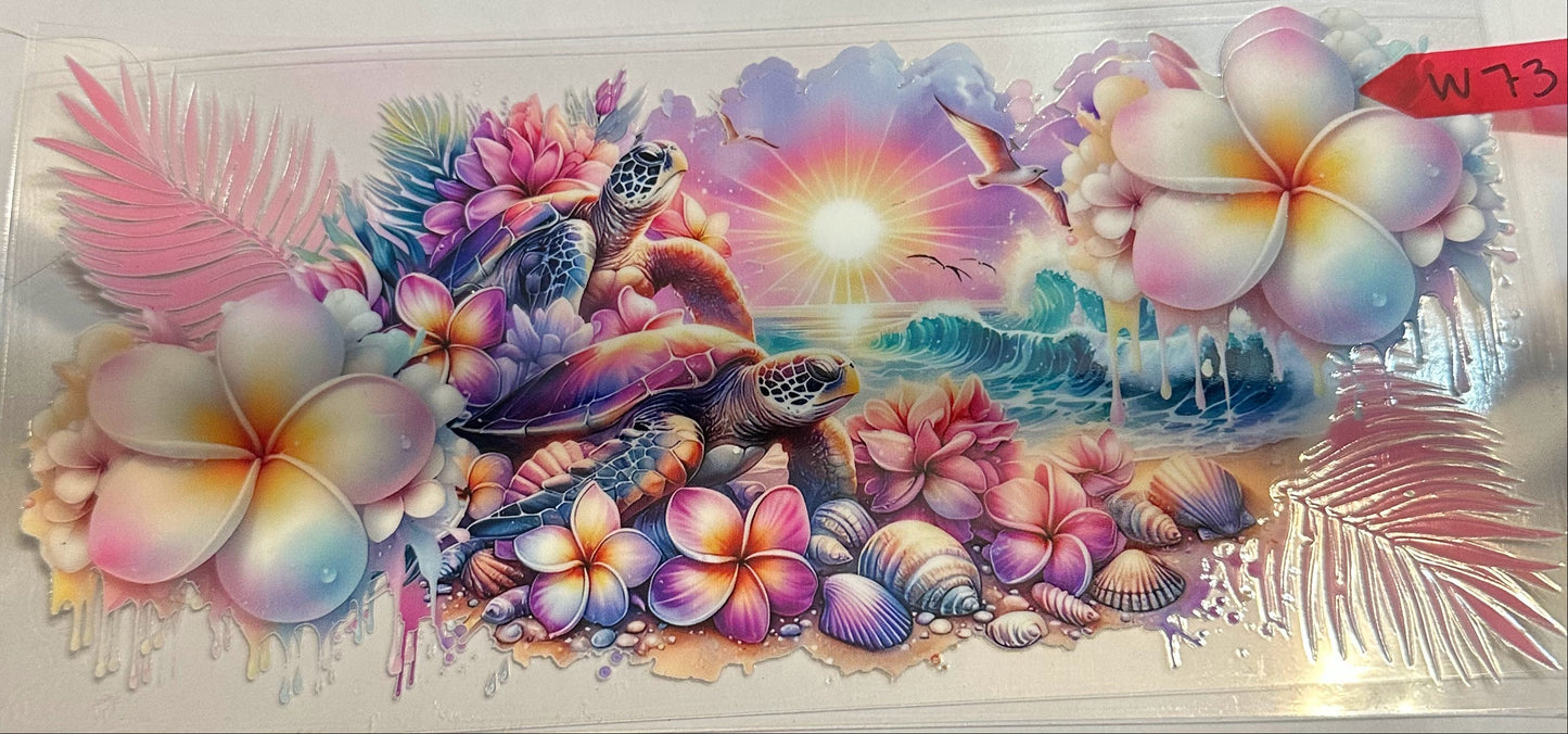 16oz Plumeria Sea Turtle Cup Wrap