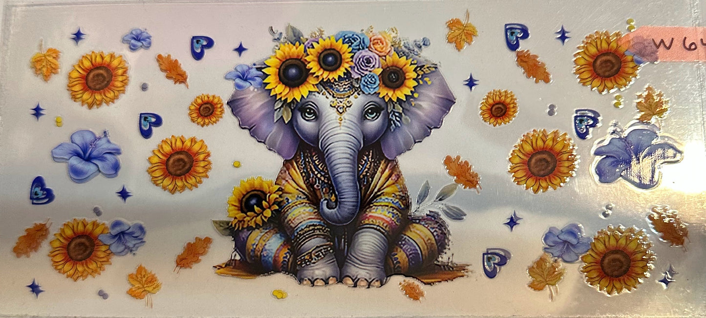 16oz Floral Elephant Cup Wrap