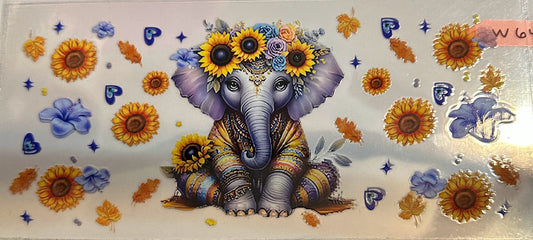 16oz Floral Elephant Cup Wrap