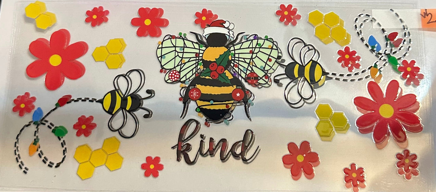 16oz Floral Bee Kind Cup Wrap