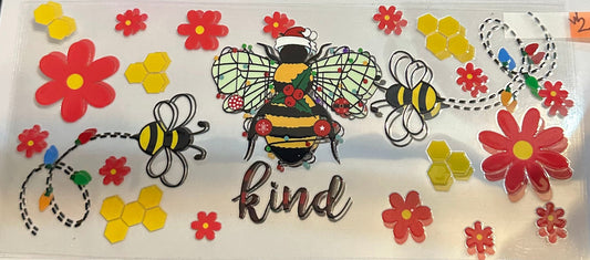 16oz Floral Bee Kind Cup Wrap