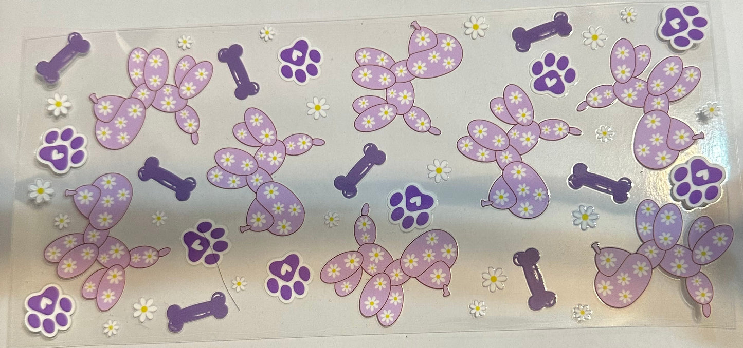 16oz Floral Purple Dog Cup Wrap