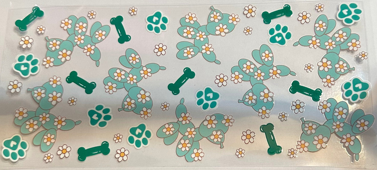 16oz Floral Teal Cup Wrap