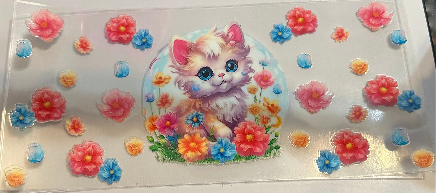 16oz Floral Kitty Cup Wrap