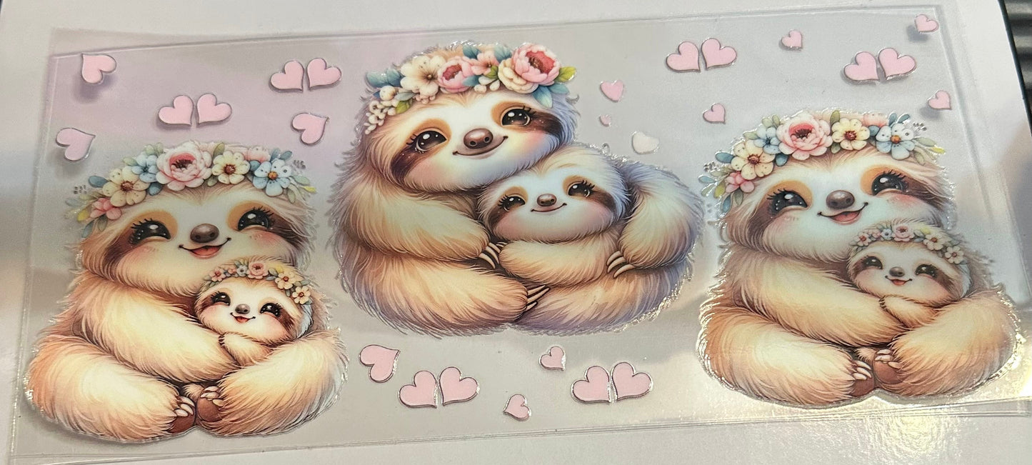 16oz Floral Sloths Cup Wrap
