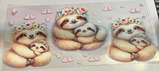 16oz Floral Sloths Cup Wrap