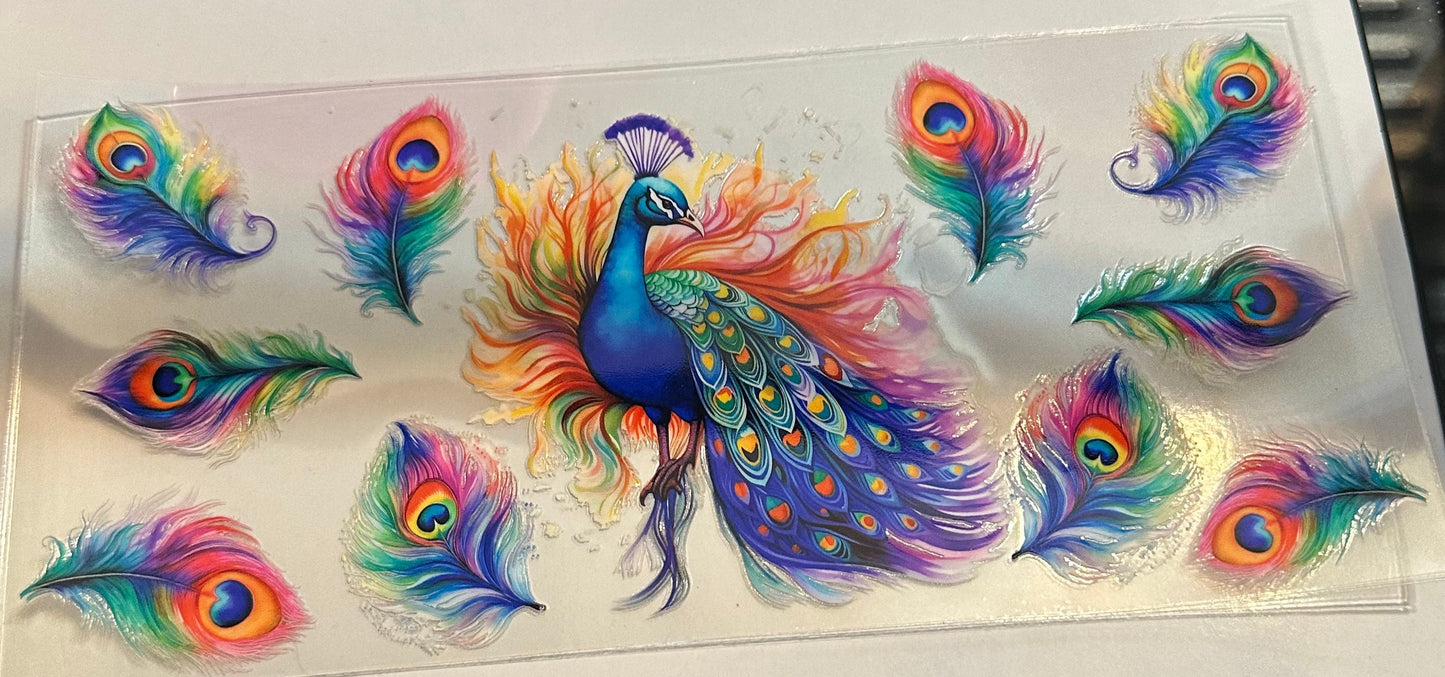 16oz Colorful Peacock Cup Wrap