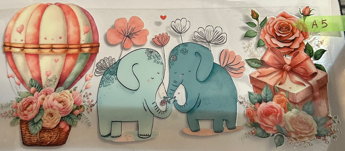 16oz Floral Elephants Cup Wrap