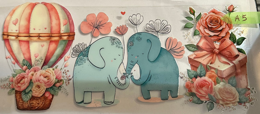 16oz Floral Elephants Cup Wrap