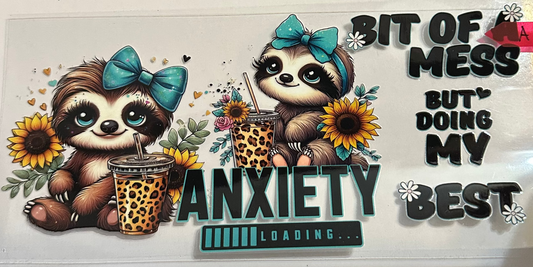 16oz Bit of a Mess Sloth Cup Wrap