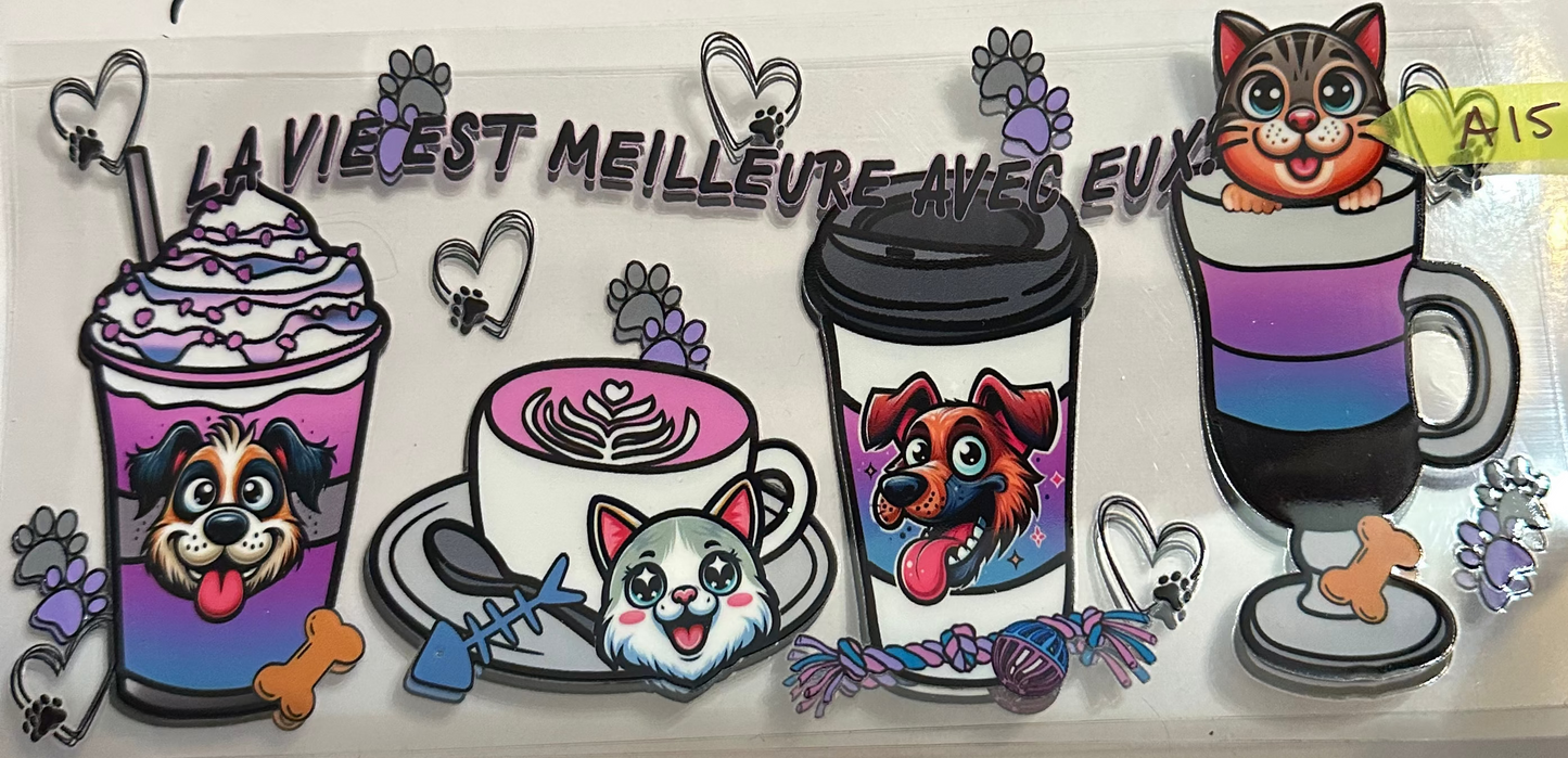 16oz Cat and Dog Drinks Cup Wrap