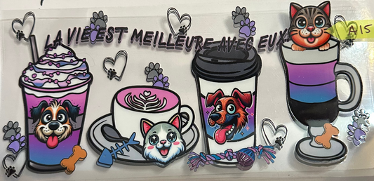 16oz Cat and Dog Drinks Cup Wrap