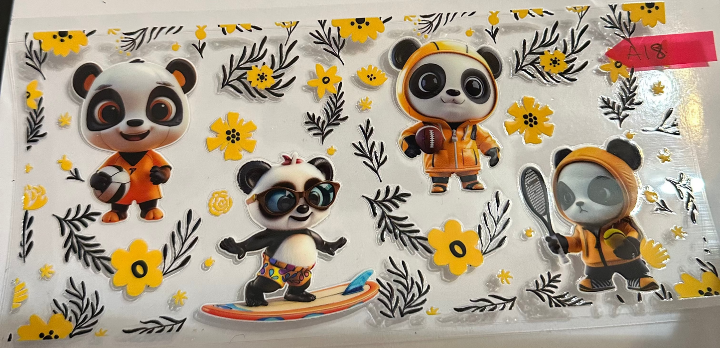 16oz Floral Sporty Panda Cup Wrap