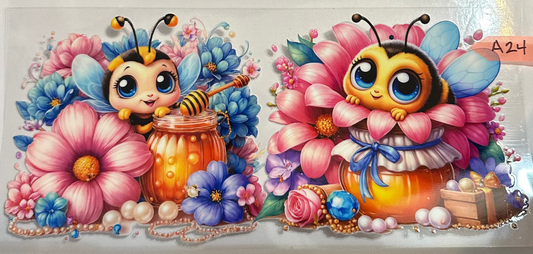 16oz Floral Bee Cup Wrap