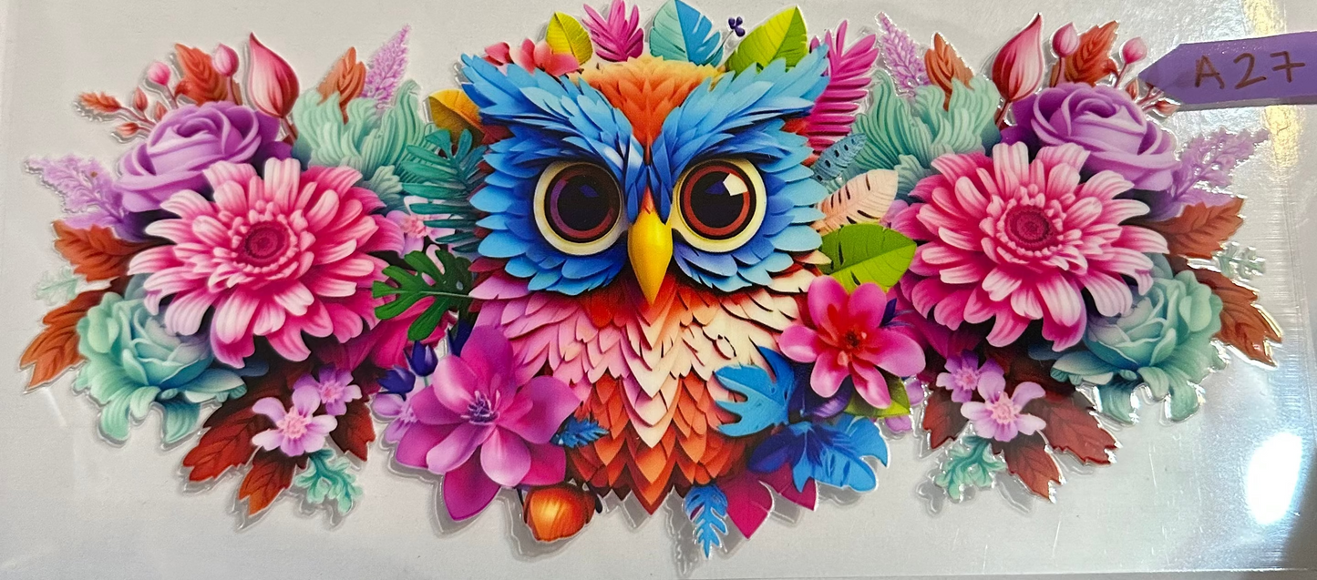 16oz Floral Owl Cup Wrap
