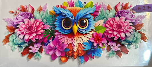 16oz Floral Owl Cup Wrap