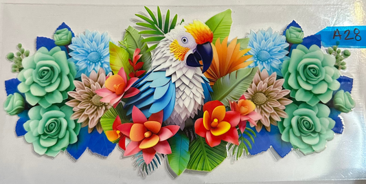 16oz Floral Bird Cup Wrap
