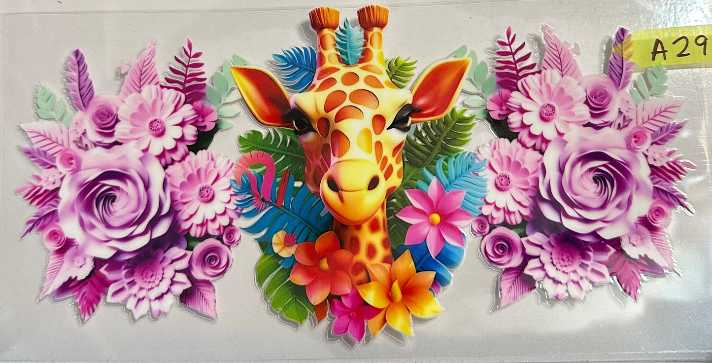 16oz Floral Giraffe Cup Wrap