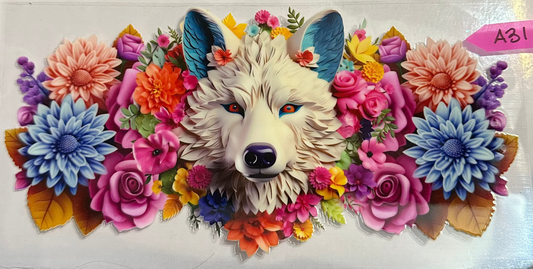 16oz Floral Wolf Cup Wrap